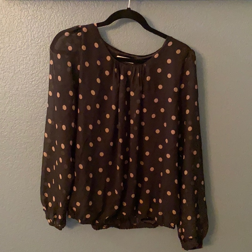 Black polka dot blouse
